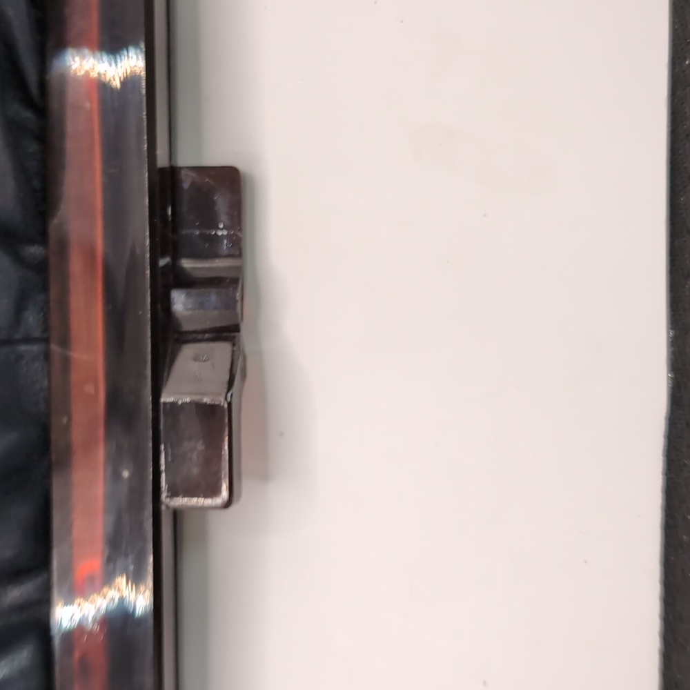 Vintage 70's Navy Italian Leather Clutch With Acrylic Frame Purse - Picture 4 of 7